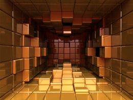 3d обои Блестящие кубики, из них состоит большой куб, вид изнутри  абстракция