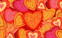 3d обои множество цветных сердечек  сердечки