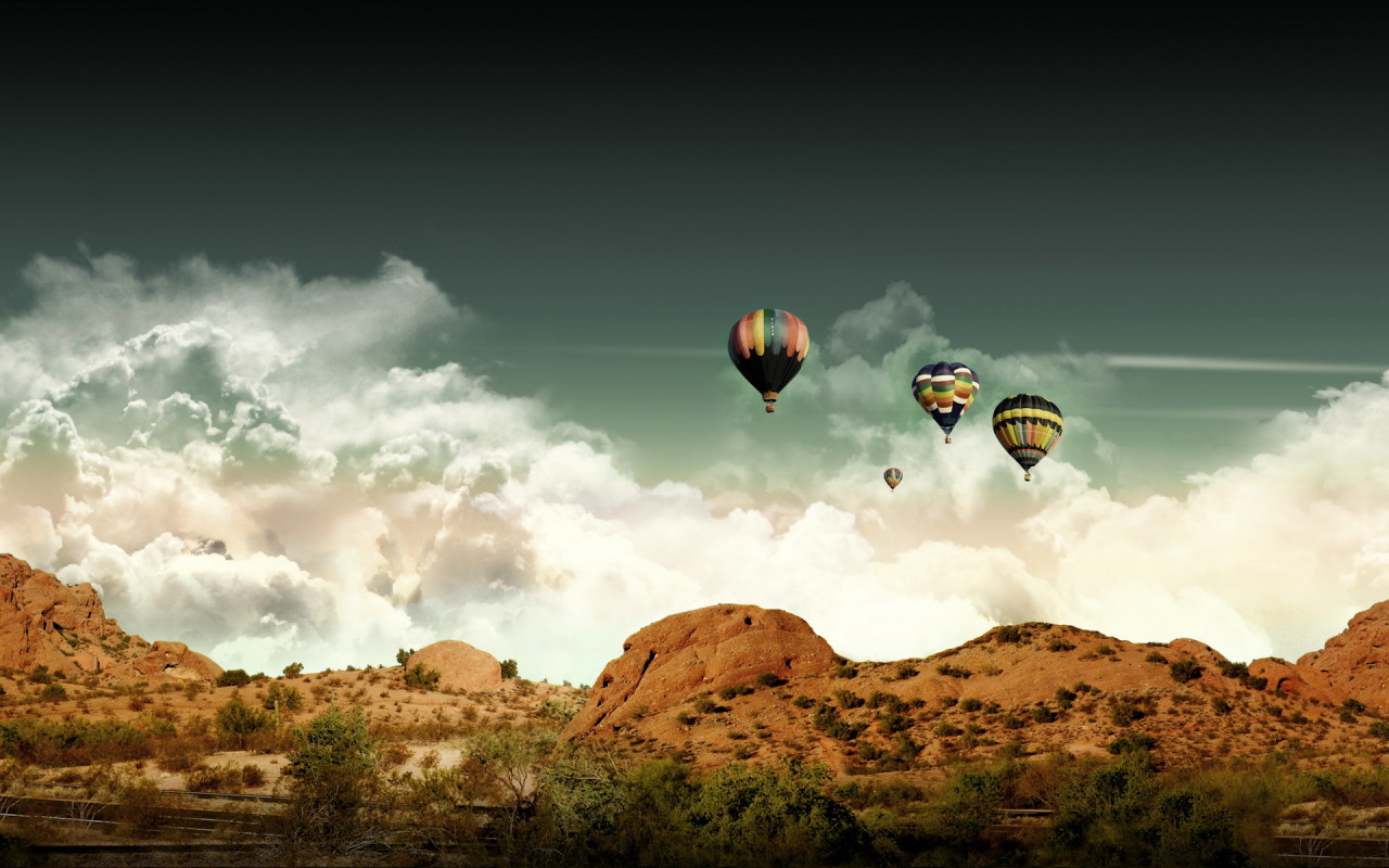 3d обои Воздушные шары над каньоном  воздушные шары # 23503