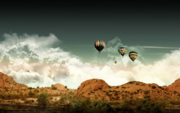 3d обои Воздушные шары над каньоном  воздушные шары