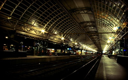 3d обои Станция метро, огоньки, рельсы  техника