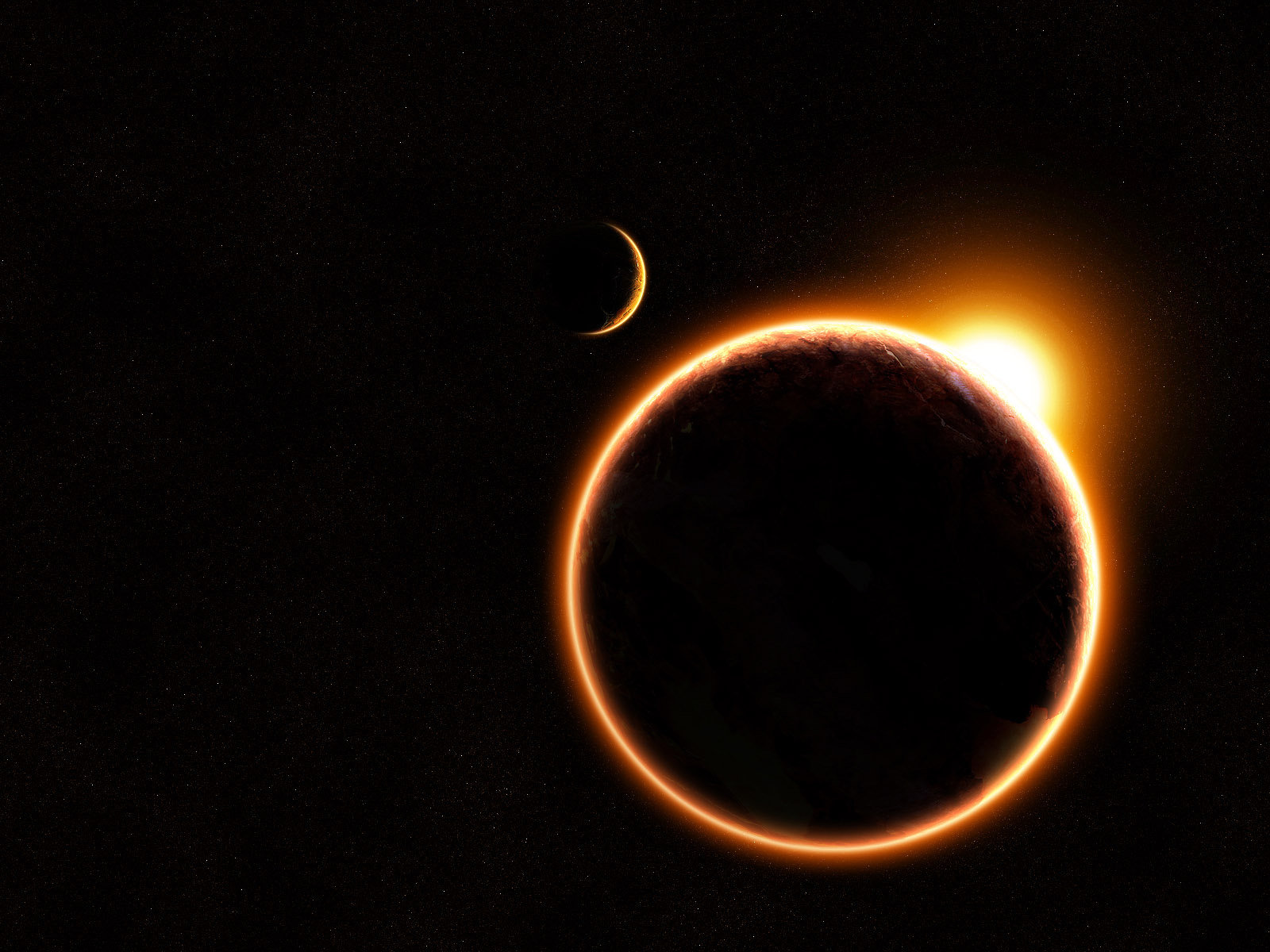 3d обои Затмение, планета закрыла солнце  космос # 45492