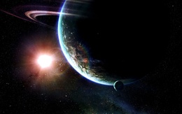 3d обои Планета земля(наверно), на заднем плане видим солнце  солнце