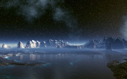 3d обои Антарктида, ночь и небо полное звезд.  3d графика