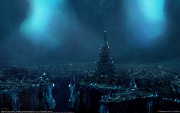3d обои Готический подводный город ночью  ночь