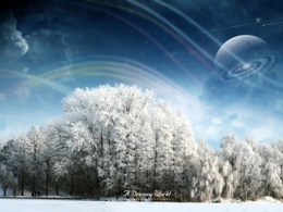 3d обои Зимний пейзаж (A dreamy world)  космос