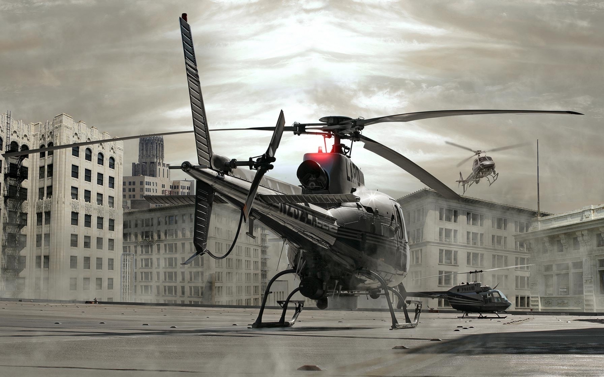 3d обои Вертолеты в городе  вертолеты # 21196