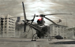 3d обои Вертолеты в городе  вертолеты