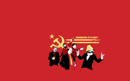 3d обои Фидель Кастро, Мао Дзедун, Сталин, Ленин и Карл Маркс на вечеринке (Communism: its a party)  1280х800