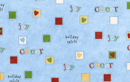 3d обои Голубой материял с цветными квадратиками и сердечками, cheer, joy, holiday spirit  позитив
