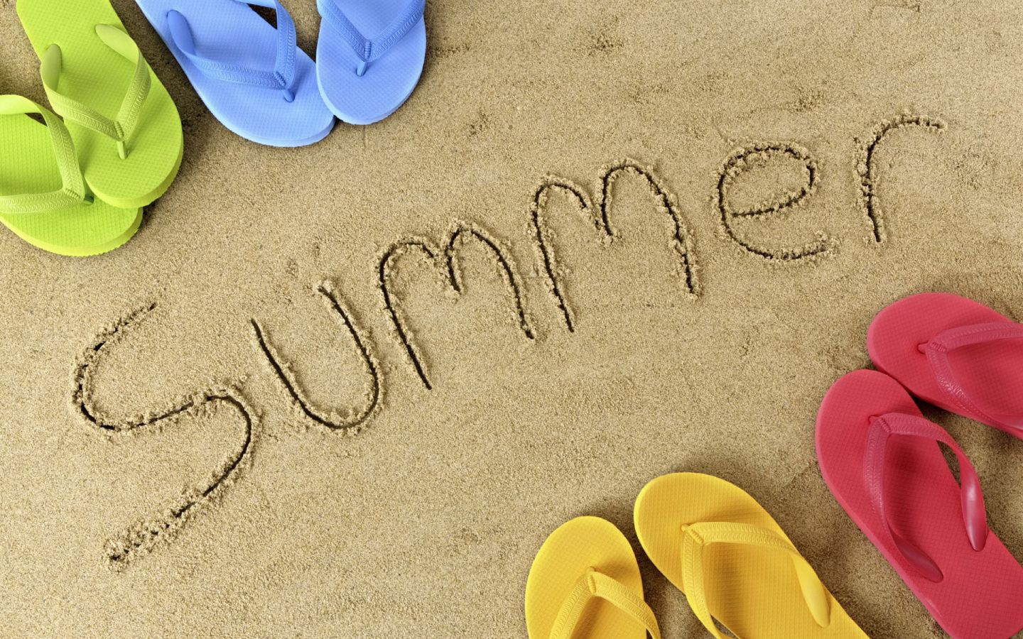 3d обои Summer лето, песок, пляжные сланцы  лето # 50649