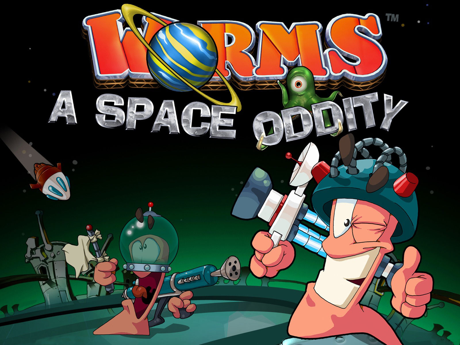 3d обои Worms (червячки) a space oddity, игра про червячков  космос # 45471