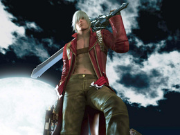 3d обои Белокурый парень с мечом и пистолетом на фоне неба (Данте, игра Devil May Cry)  3d графика