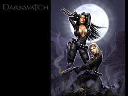 3d обои Две девушки с оружием над трупами и черепами (Darkwatch)  черепа