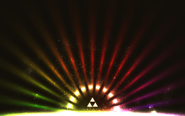 3d обои Разноцветные лучи исходящие от треугольника  абстракция
