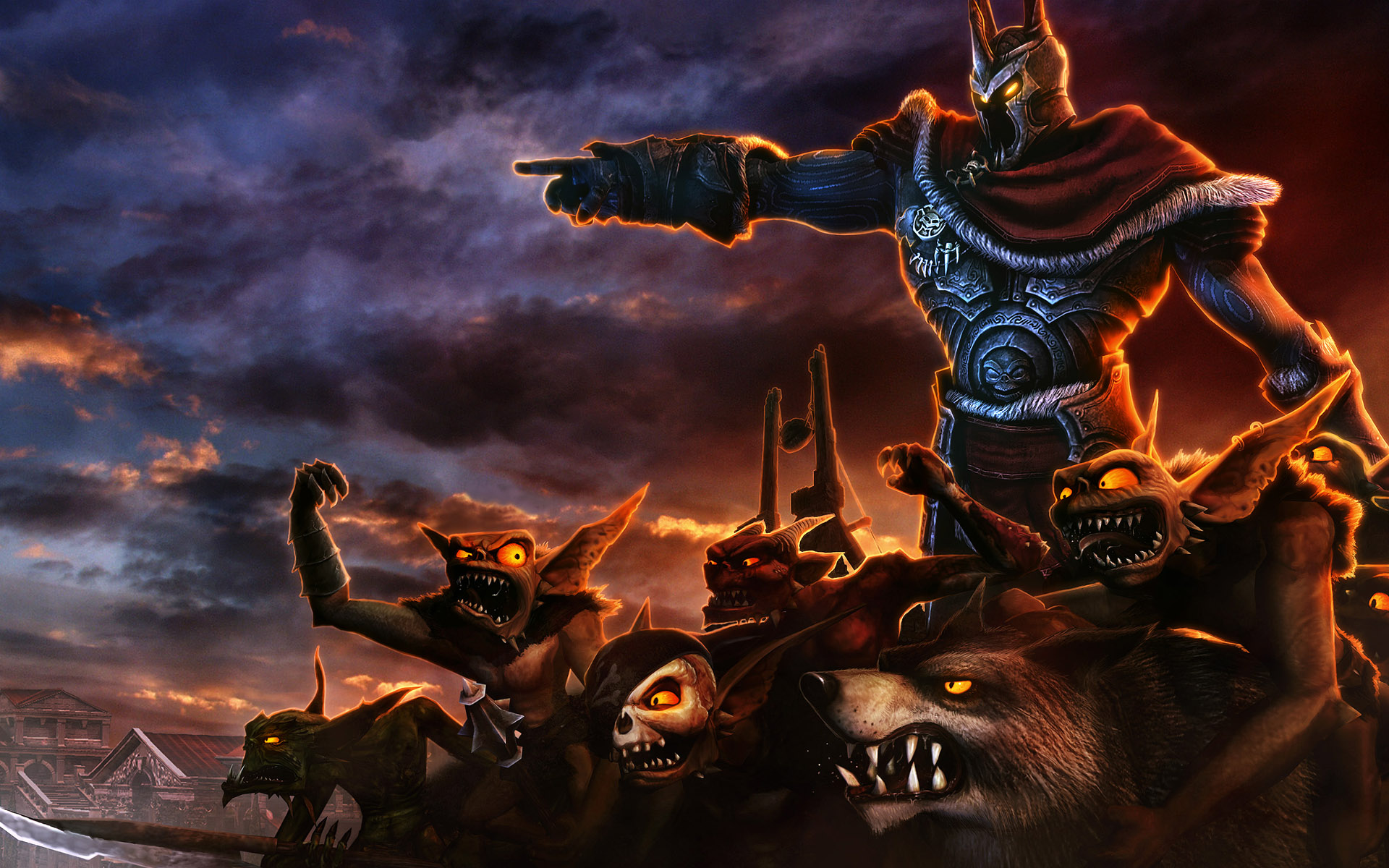 3d обои Армия гоблинов и волк под руководством железного человека ( Игра Overlord)  волки # 23433
