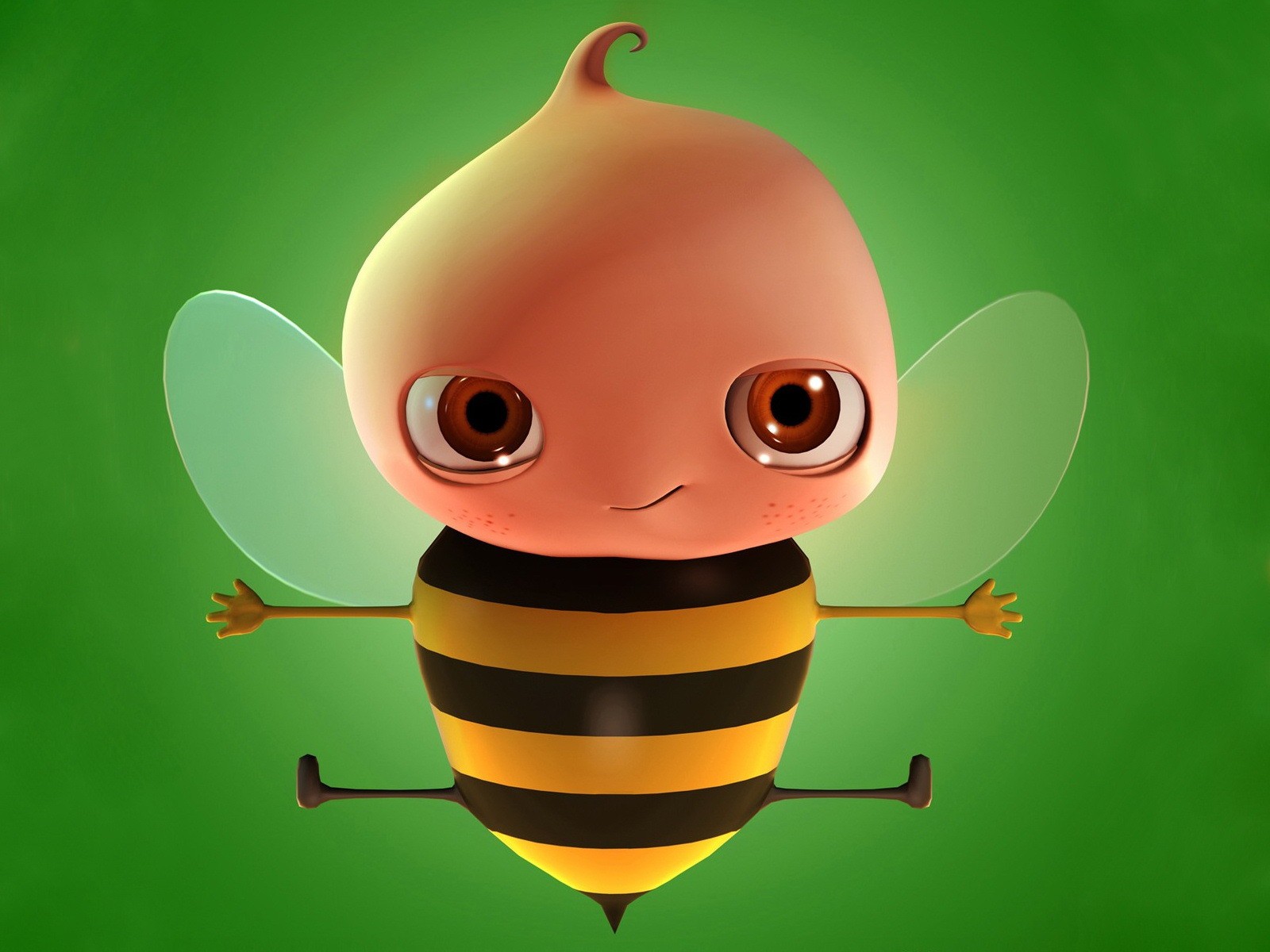 3d обои Потешная пчёлка, мёда не даёт, но куснуть может..  насекомые # 60023