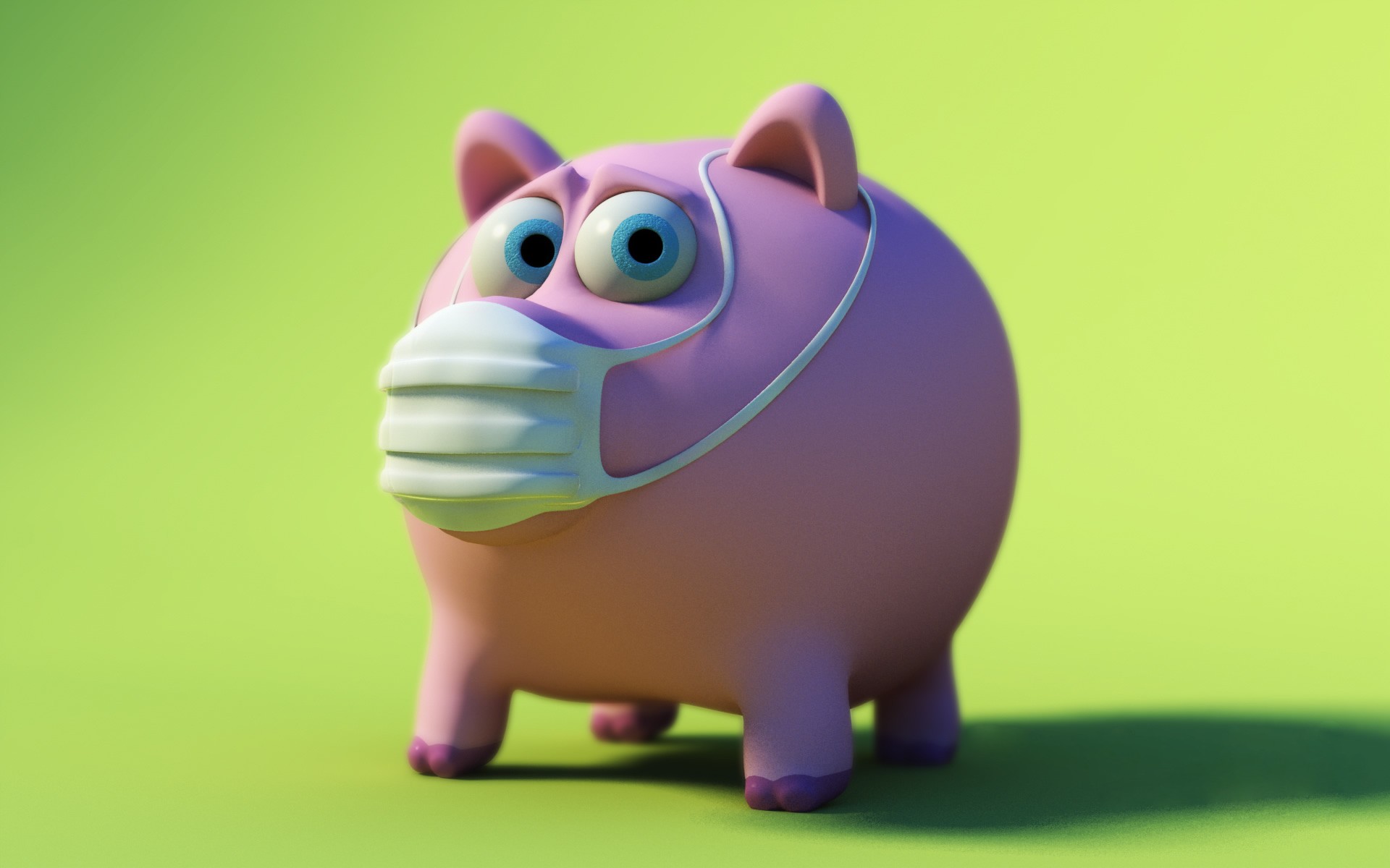 3d обои На тему свиного гриппа-свинья в маске  свиньи # 79624