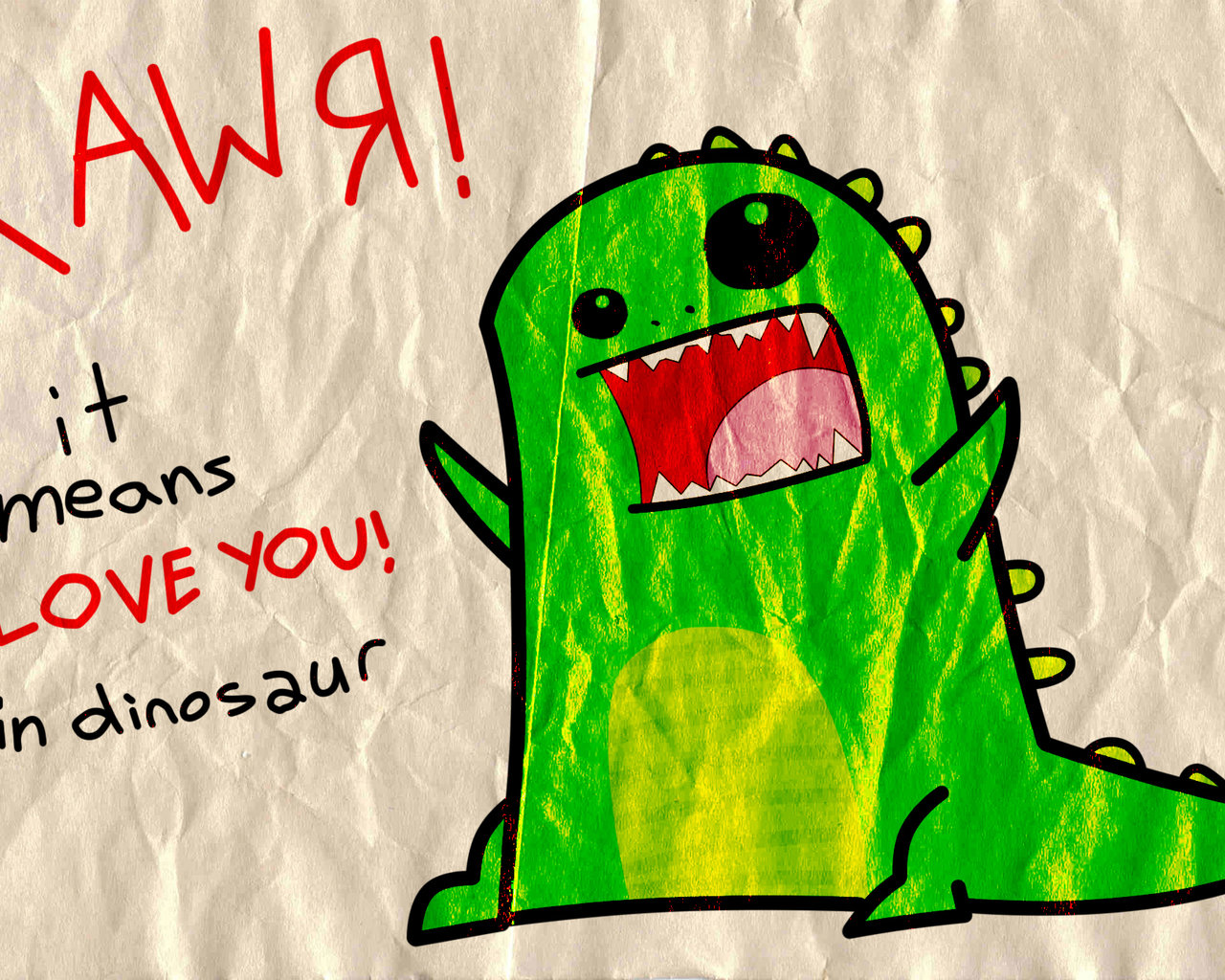 3d обои АWЯ! it means love you! in dinosaur  позитив # 68782