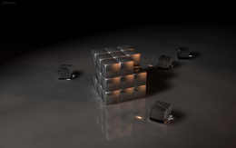 3d обои Кубик из маленьких кубиков, в нем не хватает элементов  3d графика
