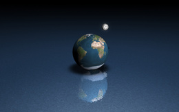 3d обои Земля на шершавой поверхности, рядом луна  3d графика
