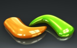 3d обои Оранжевая и зеленая капельки  3d графика