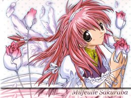 3d обои Milfeulle Sakuraba - красноволосая девушка с крыльями нюхает цветы  ангелы