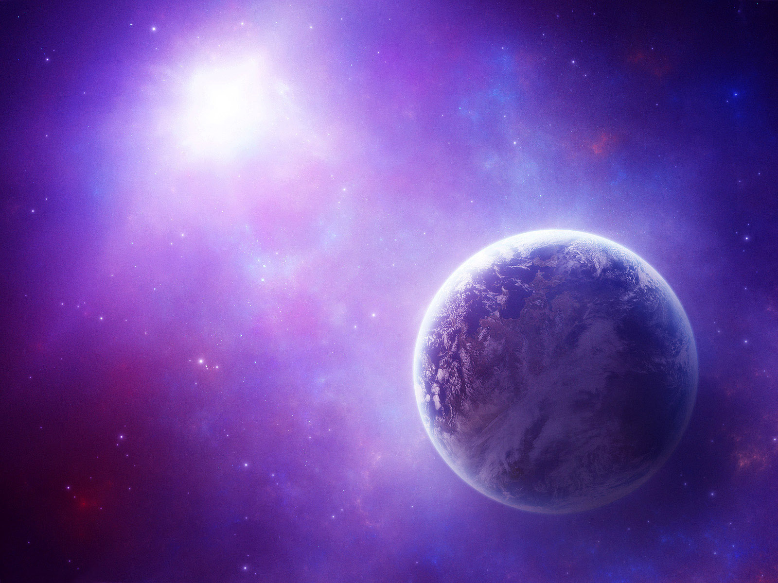 3d обои Земля очутилась в фиолетовой галактике  космос # 45450