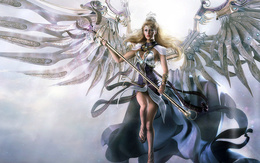 3d обои Светлый воин с крыльями  ангелы