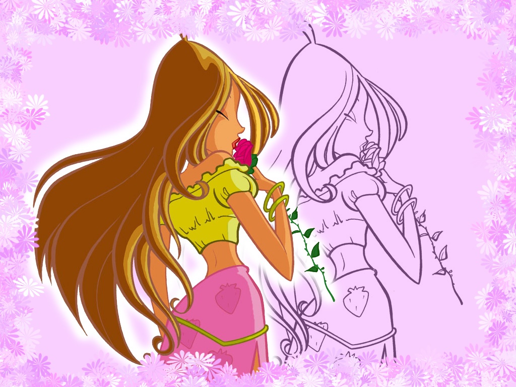 3d обои Флора с розой  мультики # 59674