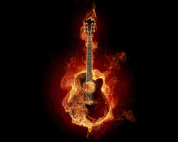 3d обои Гитара в огне  музыка