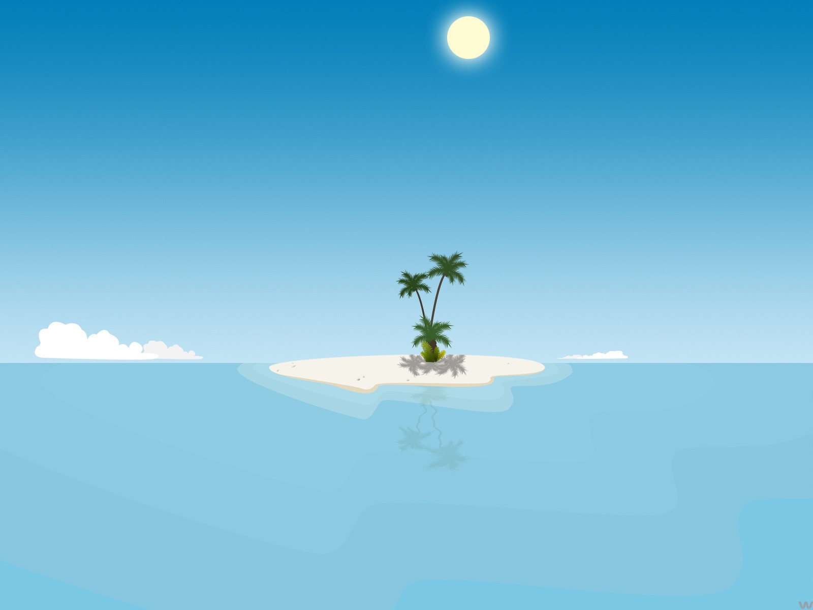 3d обои Необитаемый островок в безбрежной синеве океана  минимализм # 54658