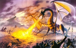 3d обои Война дракона с людьми  драконы