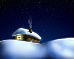 3d обои Сказочный домик, как на рождественской открытке  дым