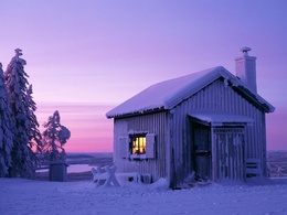 3d обои Красивый домик  в зоне вечной мерзлоты (Varmestuga)  зима
