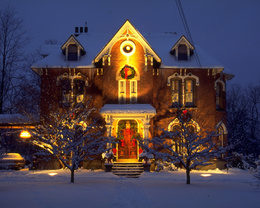 3d обои Красивый особняк украшен на рождество  зима