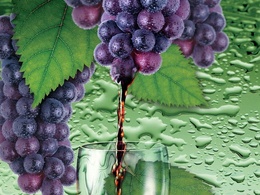 3d обои Виноградный сок льется в бокал из грозди винограда  1024х768