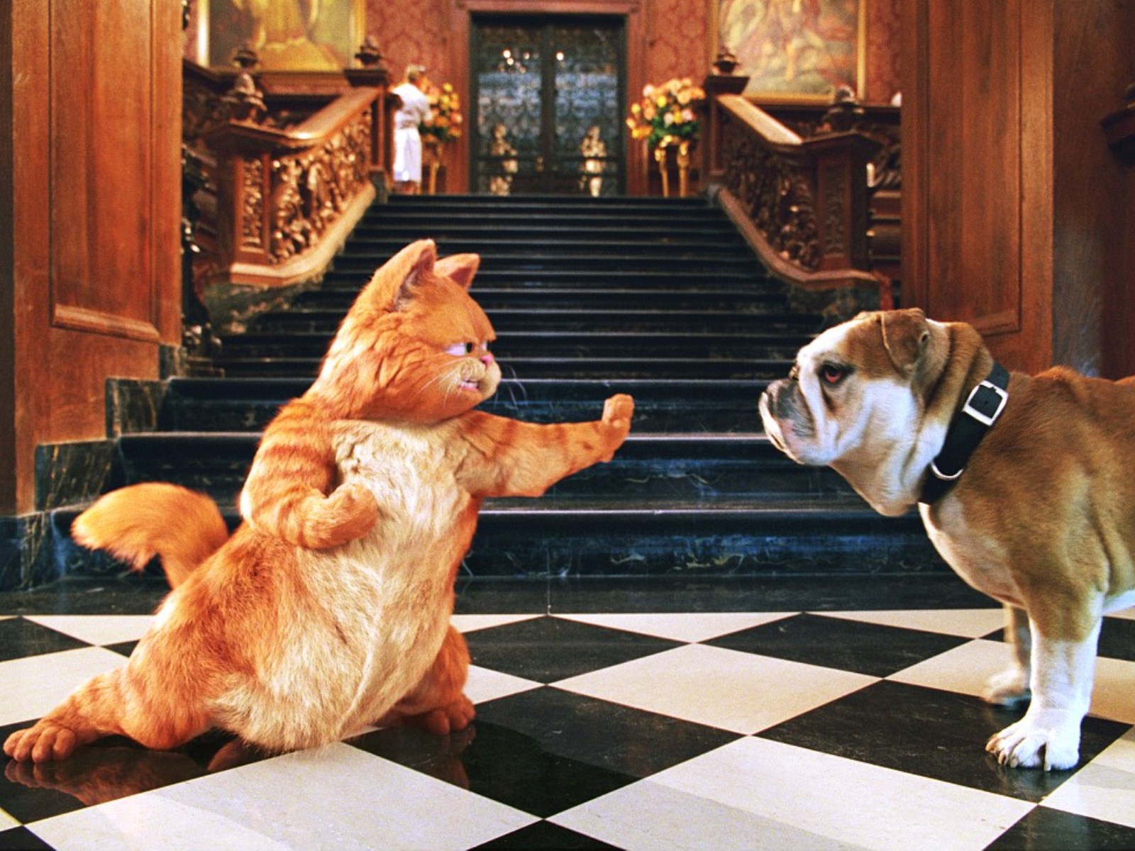3d обои Гарфилд останавливает собаку в филмье «Гарфилд / Garfield»  кино # 44877