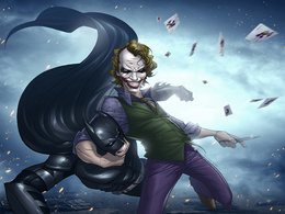 3d обои Тёмный рыцарь (Джокер пытается убить Бэтмена) © Patrick Brown  кино