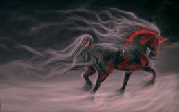 3d обои Красный конь  лошади