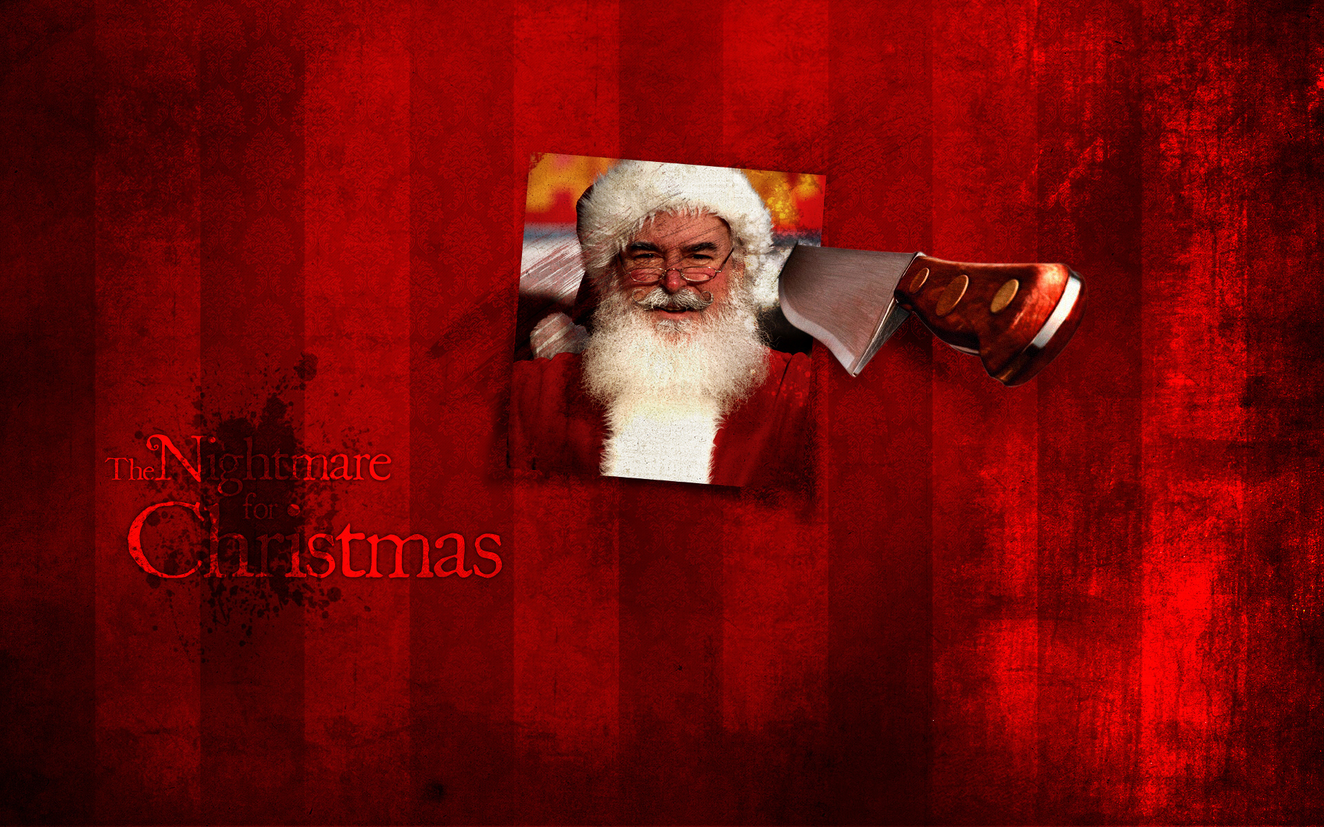 3d обои Нож воткнут в фотографию Санта-Клауса (The Nightmare for Christmas)  новый год # 65604