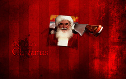 3d обои Нож воткнут в фотографию Санта-Клауса (The Nightmare for Christmas)  ретушь