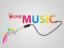 3d обои Love music-из надписи выходит провод со штекером  1024х768