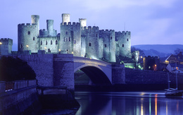 3d обои Средневековый замок  мосты
