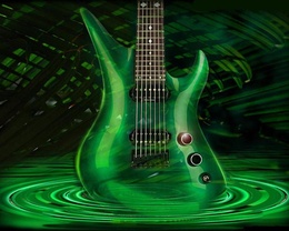 3d обои Призрачная зеленая гитара в зеленой луже  3d графика