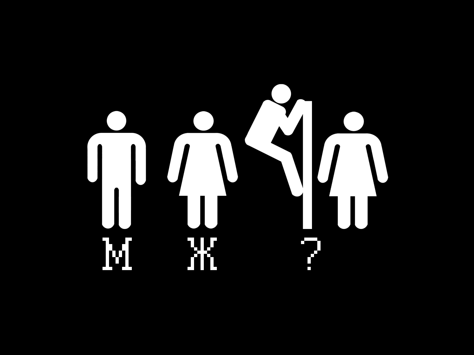 3d обои Знаки в туалете: для мужчин (М), женщин (Ж), для эксгибиционистов (?)  знаки # 41271