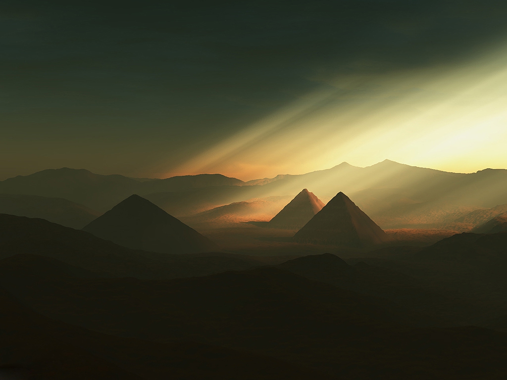 3d обои Пирамиды в пустыне  солнце # 81908