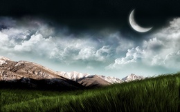 3d обои Скалистый пейзаж под ночным облачным небом  ретушь