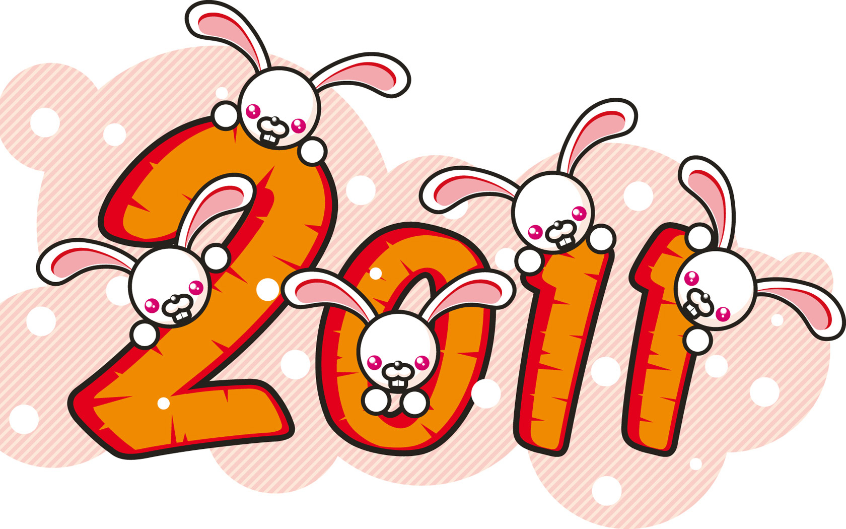 3d обои Новый год 2011 из моркови  кролики # 49108