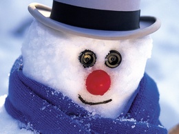3d обои Веселый снеговик с пуговицами вместо глаз  зима